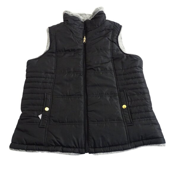 Valerie Stevens Jackets & Blazers - Valerie Stevens Black Gray Puffer Reversible Vest Women Size L Faux Fur Lining